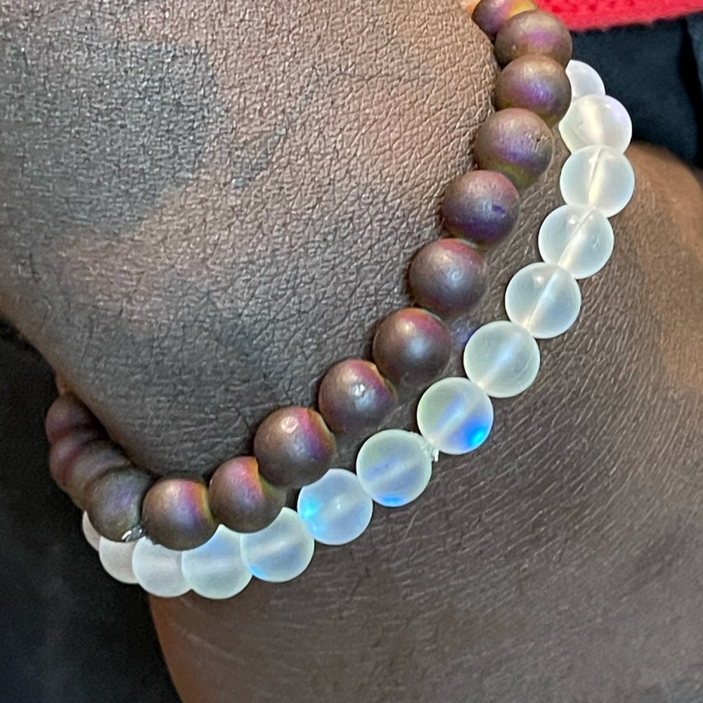 Men’s Druzy agate bracelet Set of 2  size 8 inch